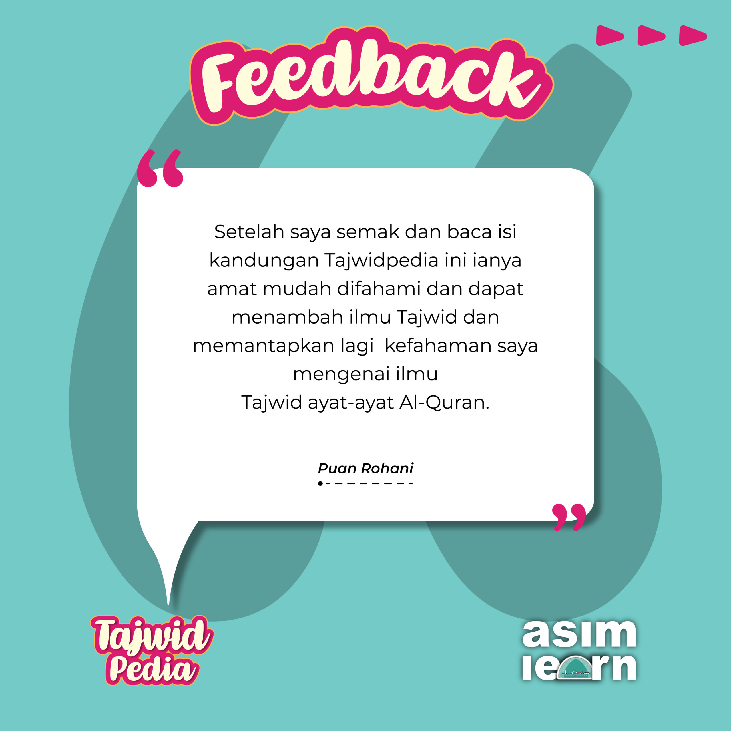 Testimoni pelanggan Tajwidpedia 1