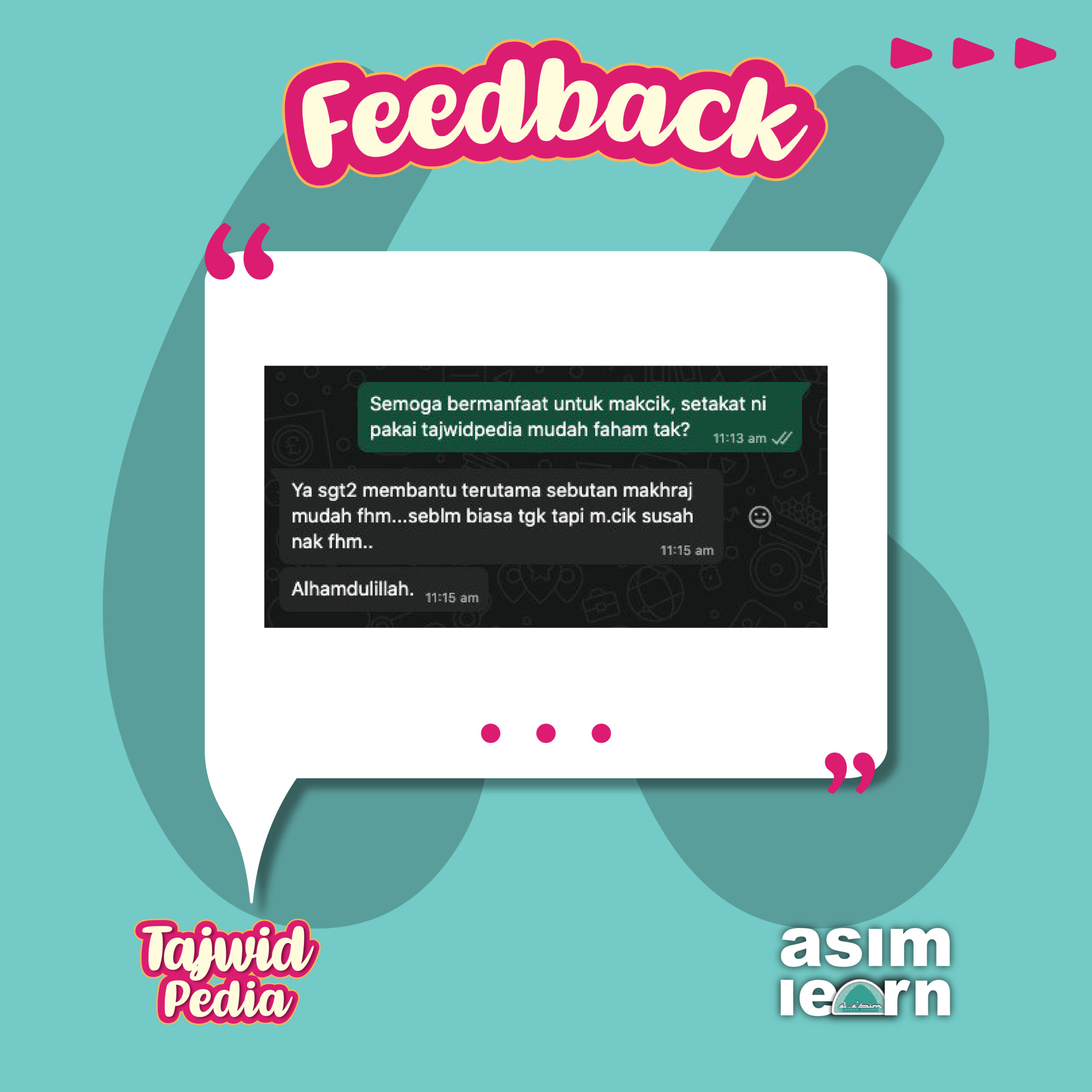 Testimoni pelanggan Tajwidpedia 2