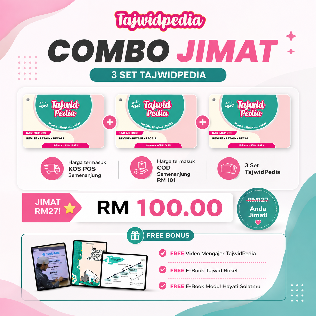 Pakej Combo Jimat 3 Set Tajwidpedia
