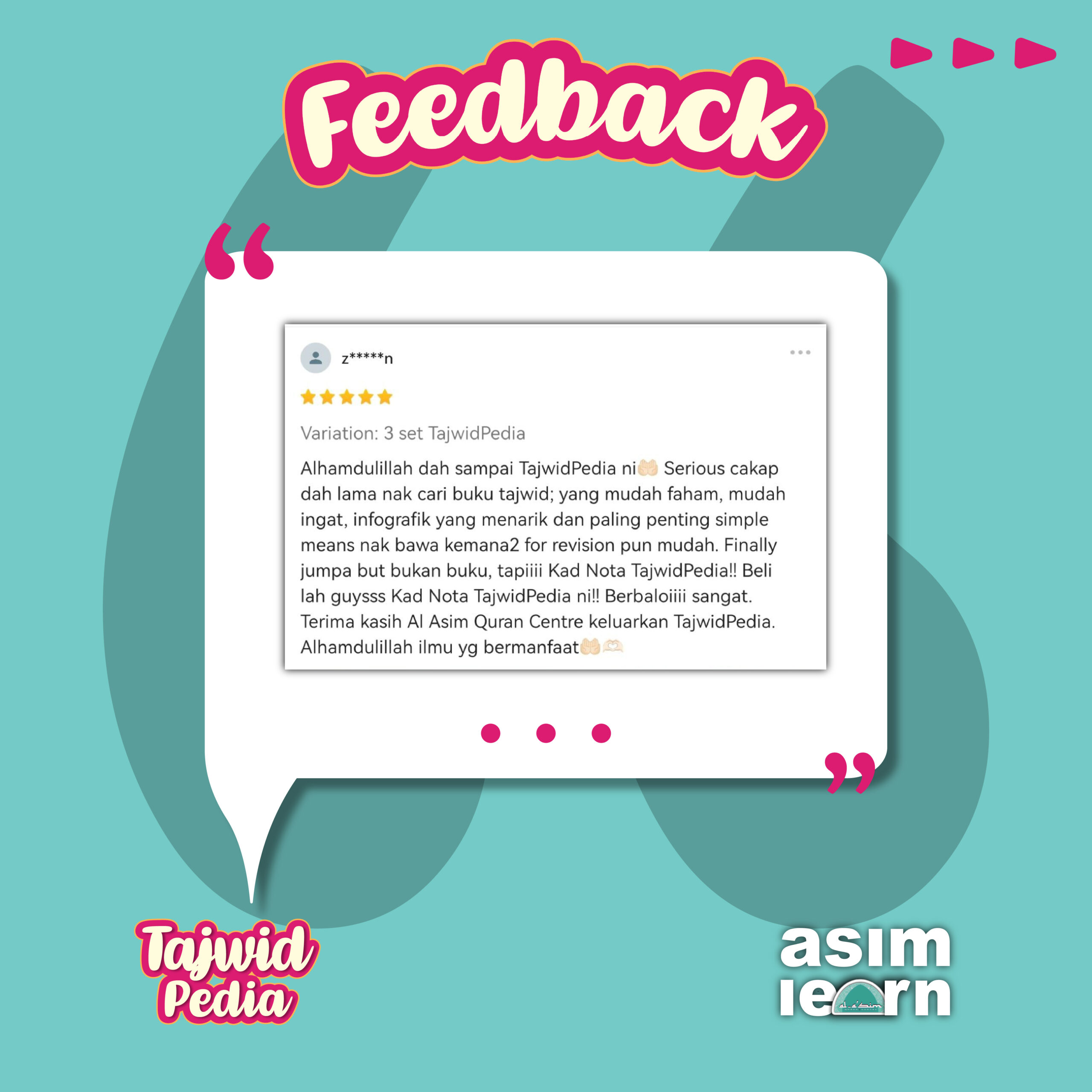 Testimoni pelanggan Tajwidpedia 8