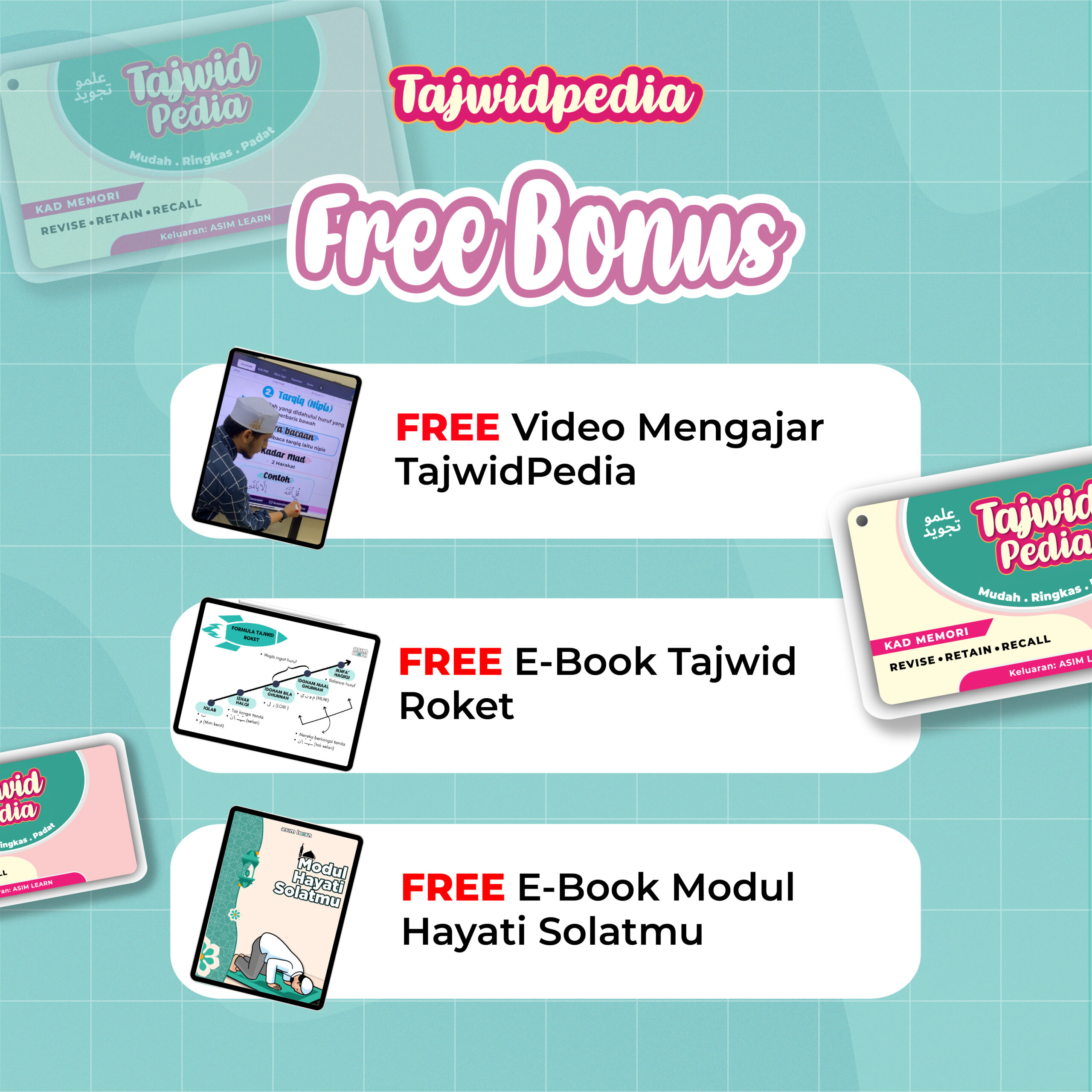 3 bonus percuma Tajwidpedia bernilai RM197